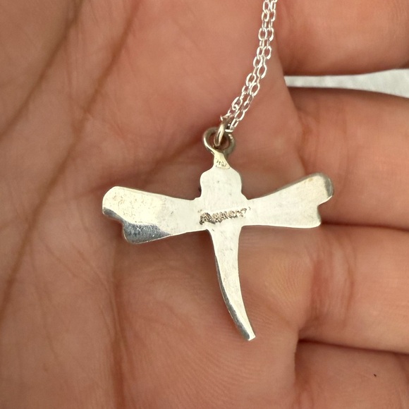 Silver Dragonfly Inlay Pendant Necklace - Picture 4 of 5
